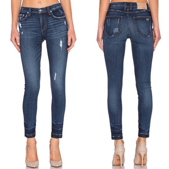 Tularosa Denim - REVOLVE Tularosa Nora High Rise Raw Hem Distressed Jeans in Delhi